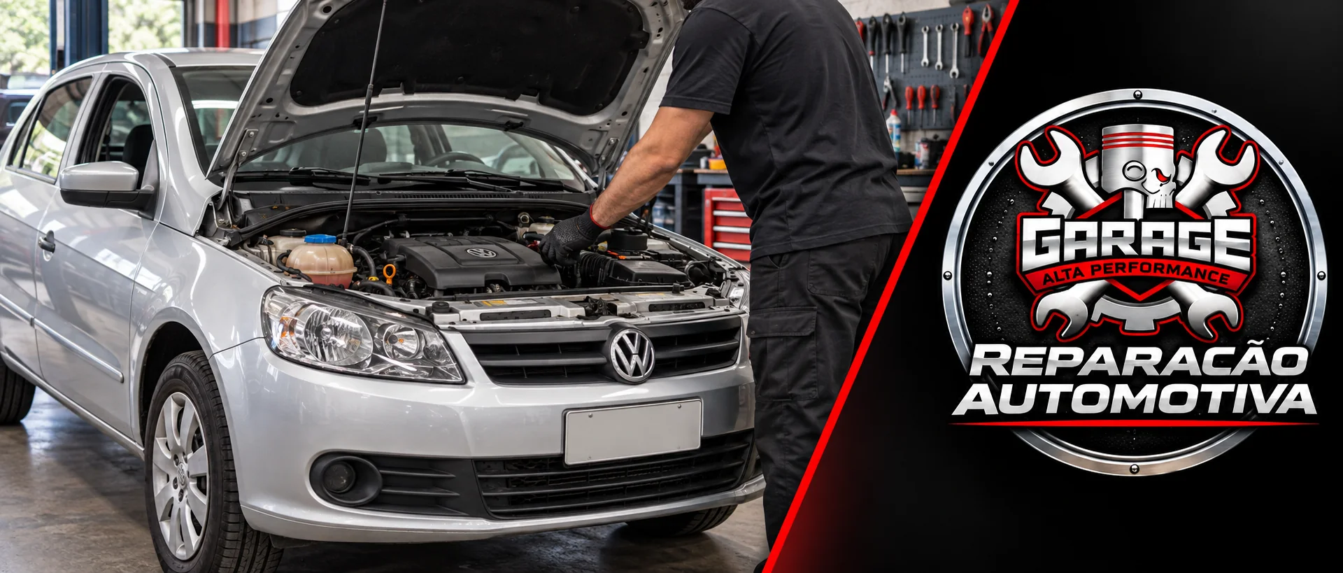 Mecânico trabalhando na manutenção de um automóvel